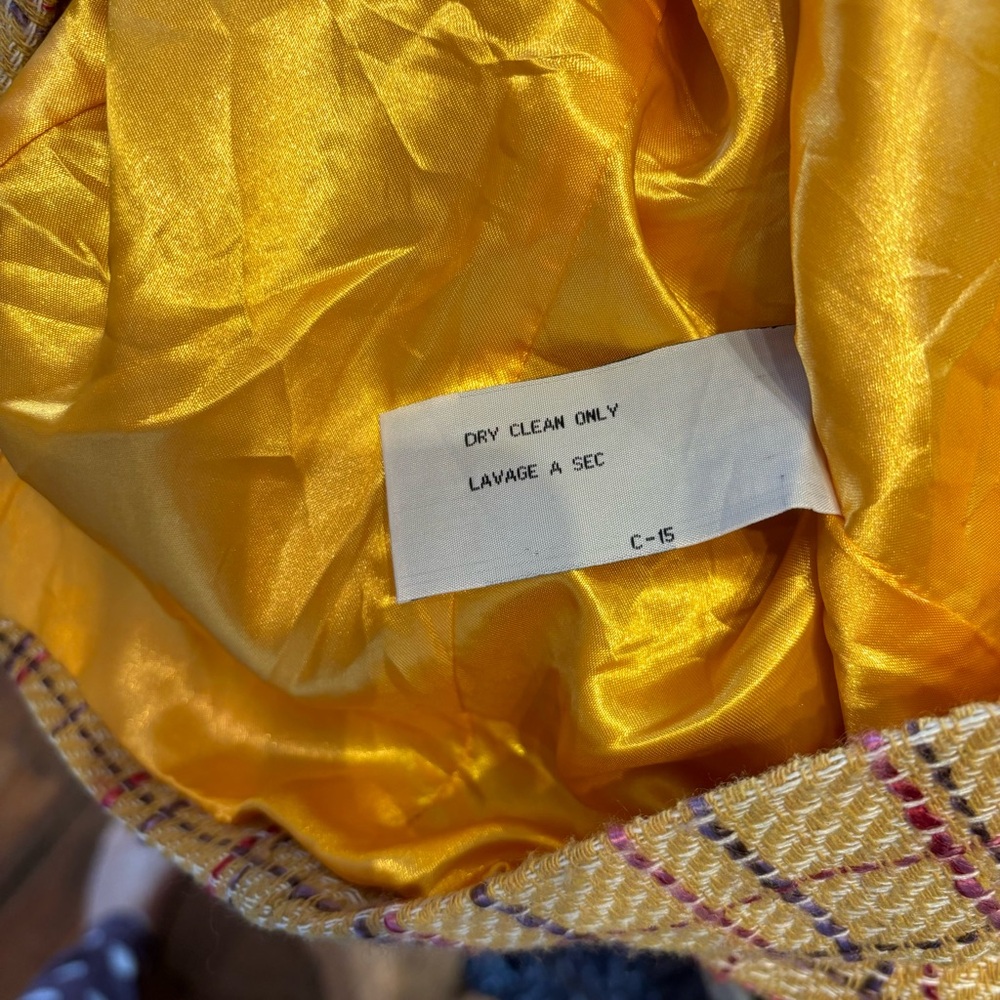 Tulle Anthropologie Yellow Tweed Jacket Large - Picture 5 of 6